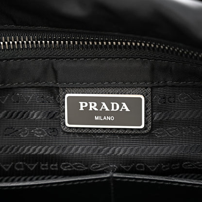 Prada Tessuto Nylon Saffiano Large Double Snap Buckle Messenger Bag Black 6 of 11