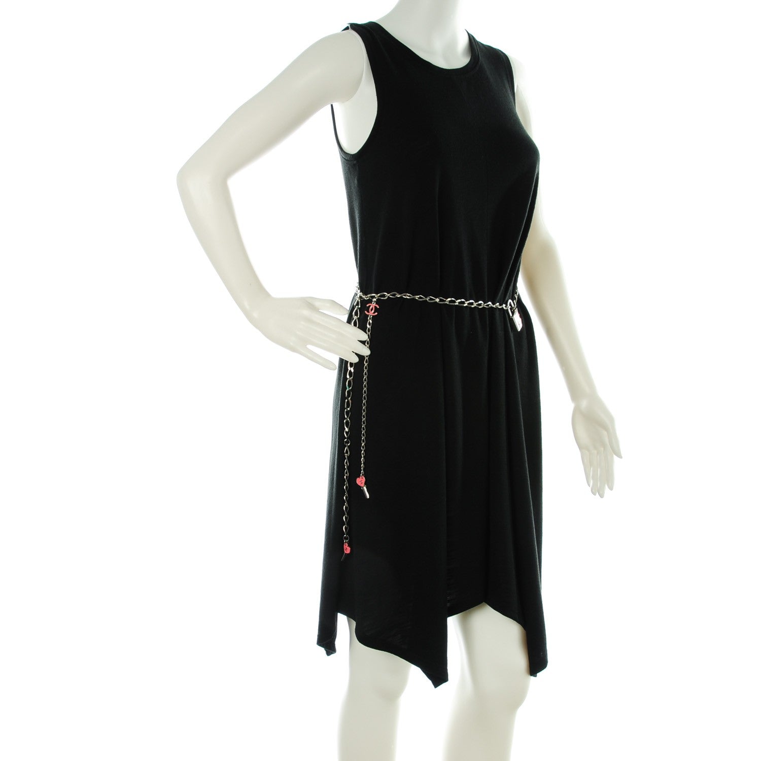 Chanel Enamel CC Padlock Chain Lock Charm Belt Pink Silver 2 of 5