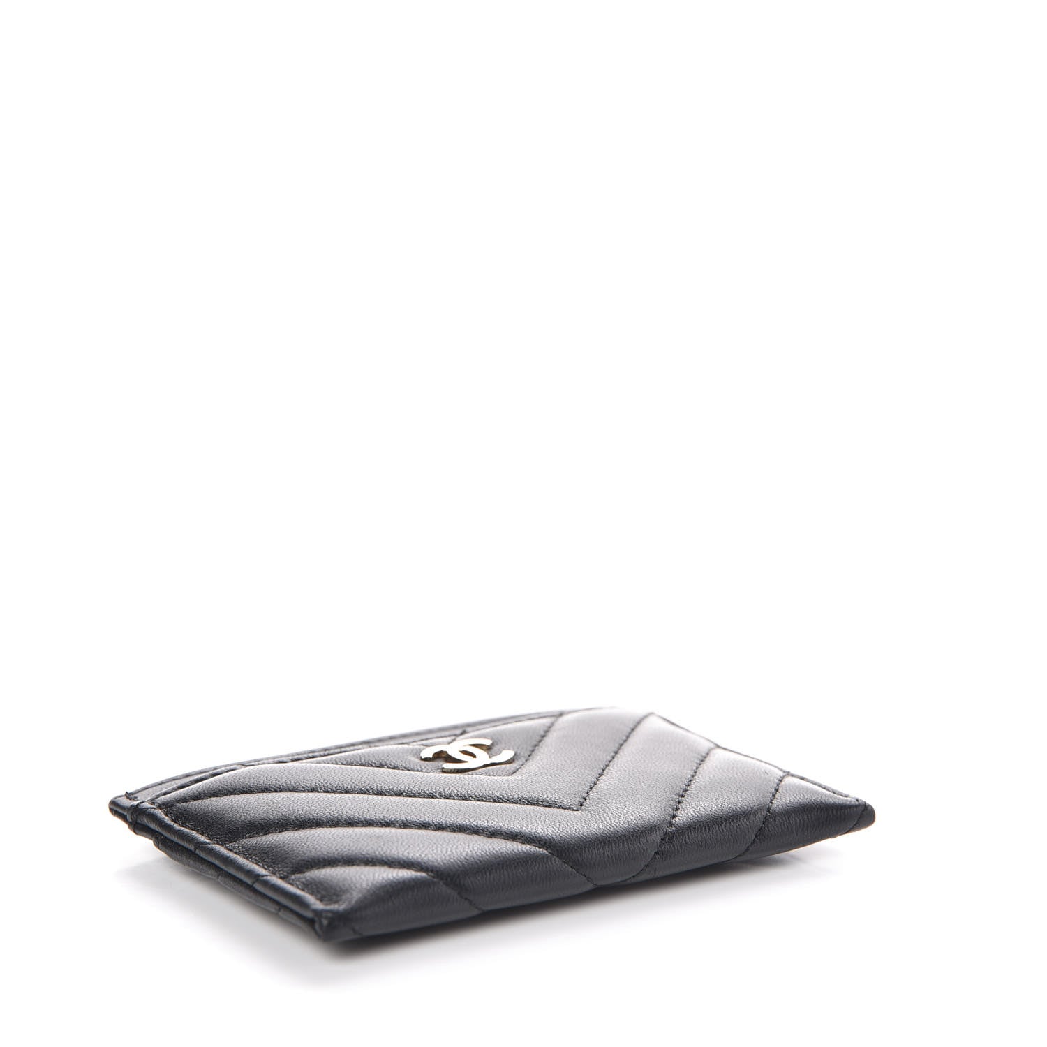 Chanel Lambskin Chevron Quilted Card Holder Black 4 of 9