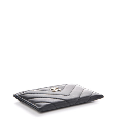 Chanel Lambskin Chevron Quilted Card Holder Black 4 of 9