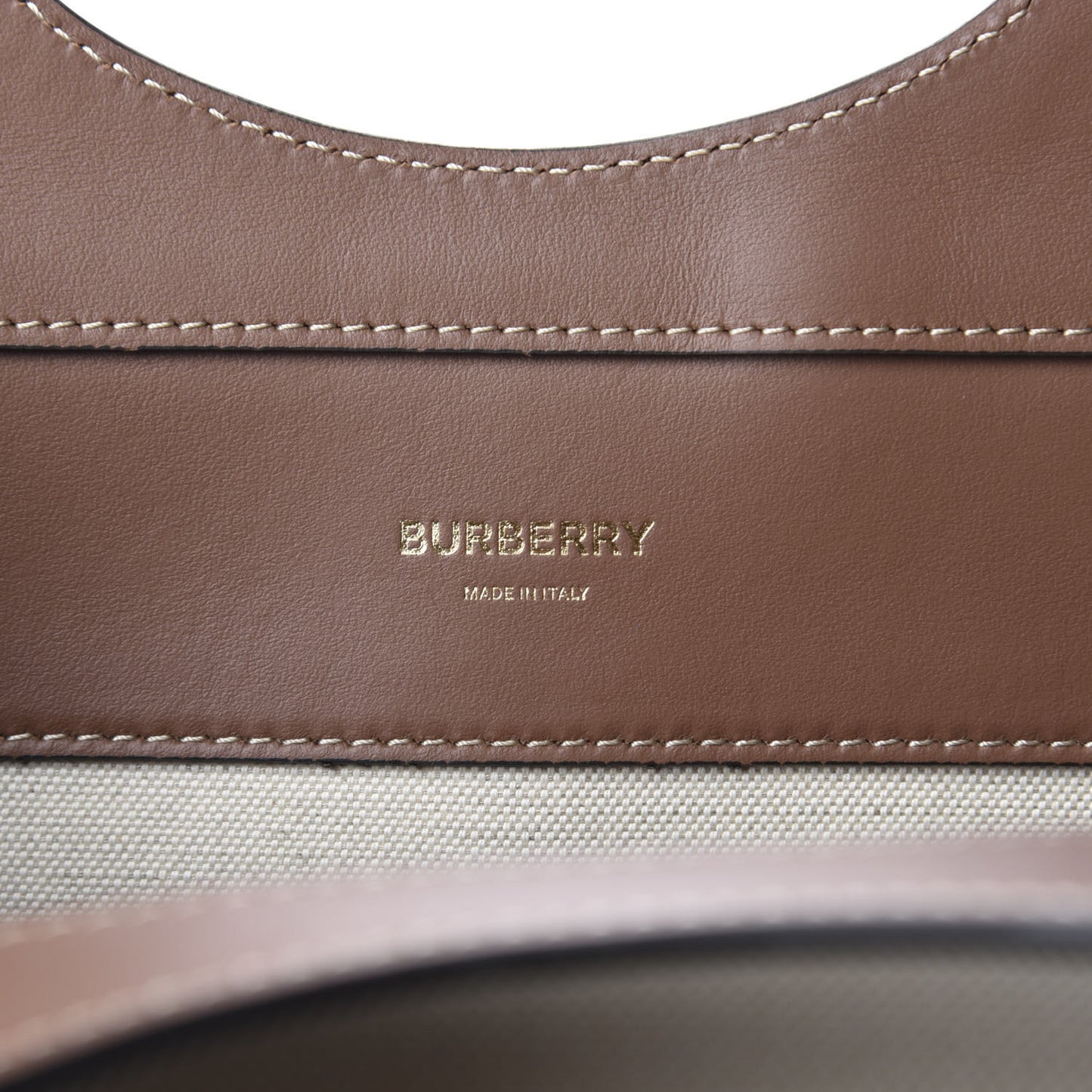 Canvas Smooth Calfskin Two Tone Medium Pocket Bag Natural Malt Brown