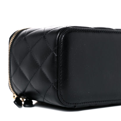 Chanel Lambskin Quilted Small Pearl Crush Vanity Case With Chain Black 8 of 10