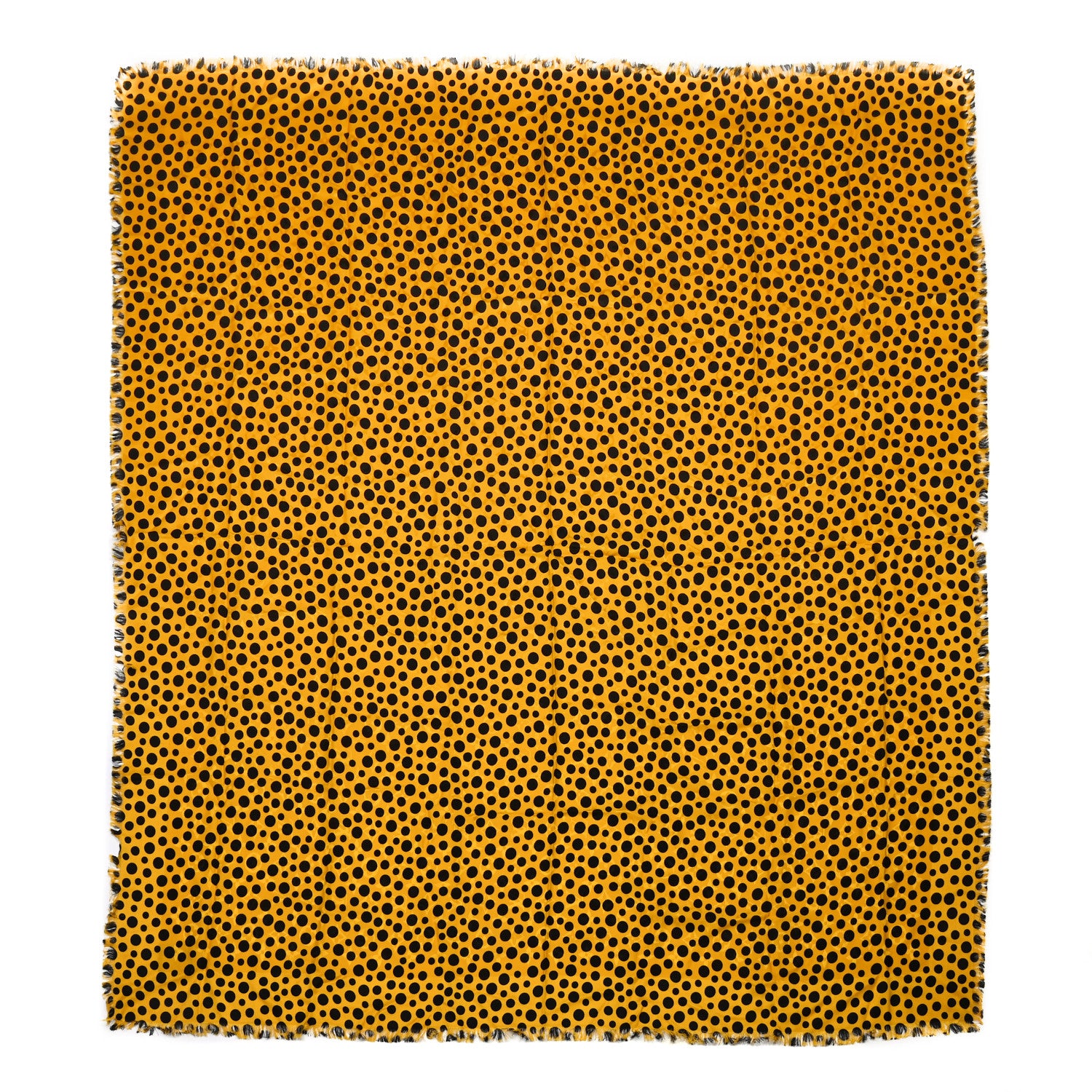 Louis Vuitton Silk Wool Kusama Dots Scarf Black Yellow 1 of 3