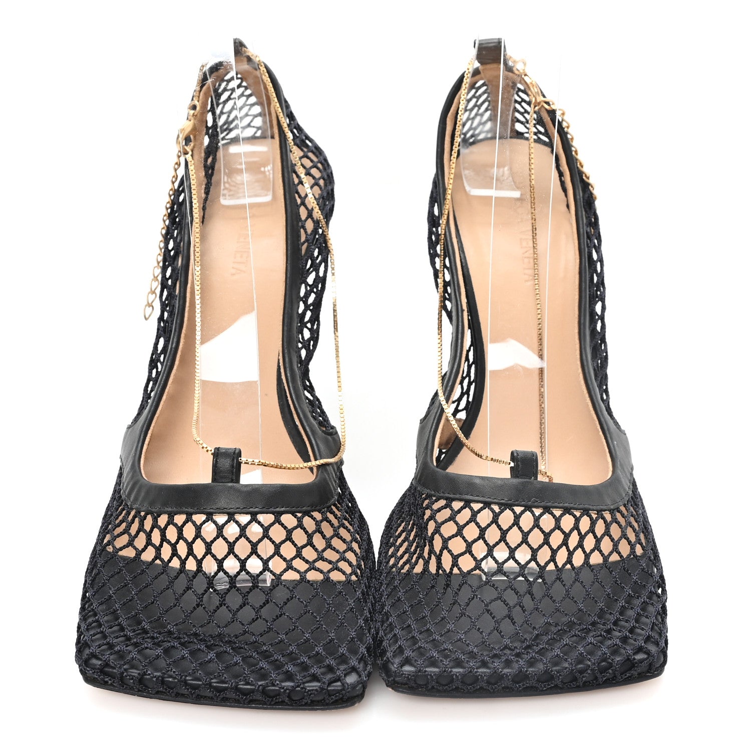 Bottega Veneta Mesh Calfskin Stretch Chain Strap 90mm Pumps 39 Black 3 of 8