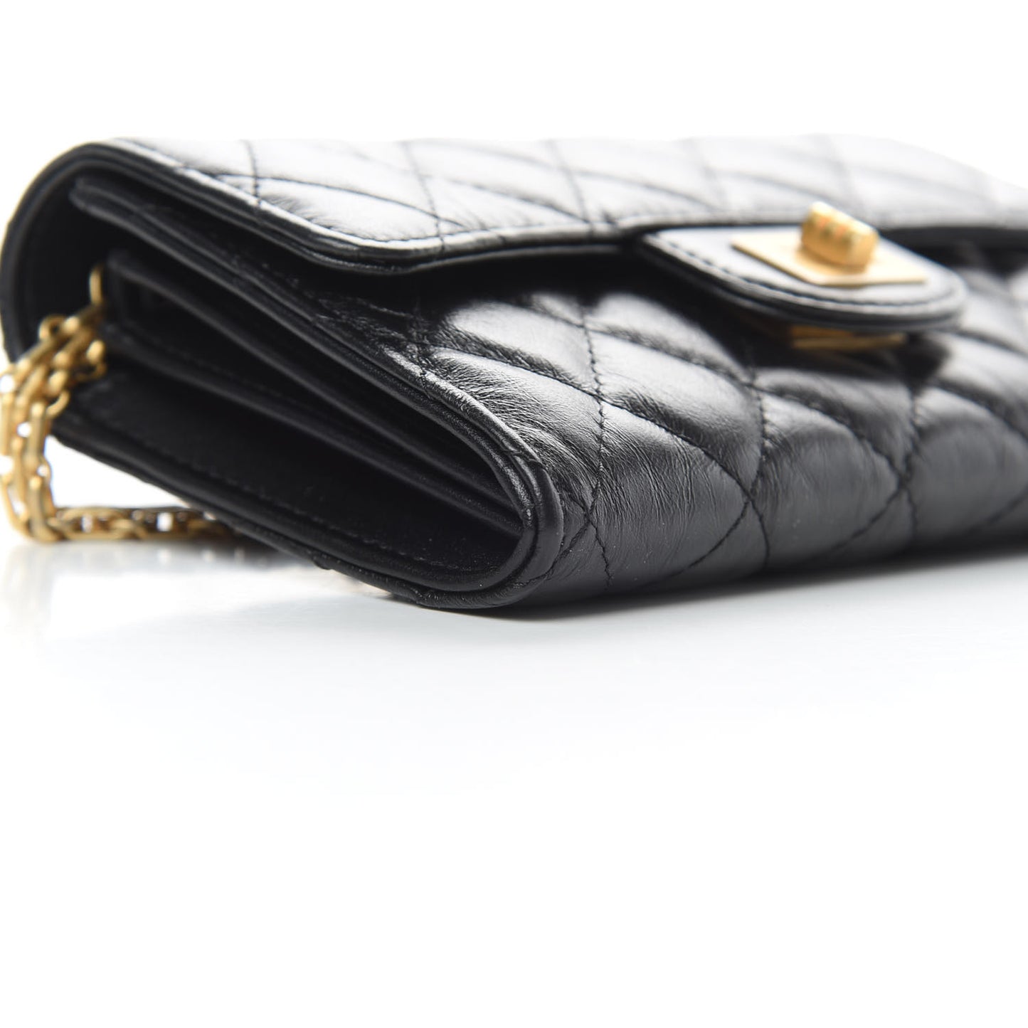 Aged Calfskin Quilted 2.55 Reissue Clutch With Chain Black