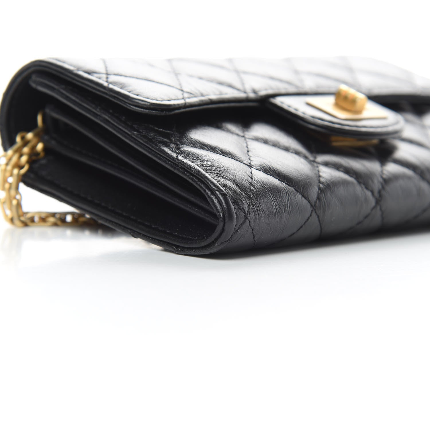 Chanel Aged Calfskin Quilted 2.55 Reissue Clutch With Chain Black 10 of 14