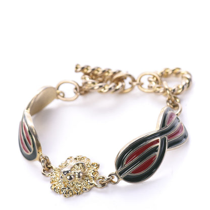 Gucci Metal Enamel Lionhead Bracelet Red 1 of 3