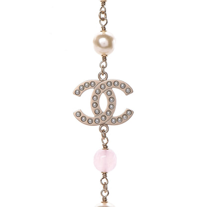 Chanel Pearl Bead CC Long Necklace Pink Gold 5 of 6