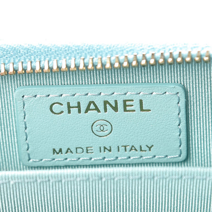 Chanel Caviar Quilted Zip Coin Purse Light Blue 6 of 8