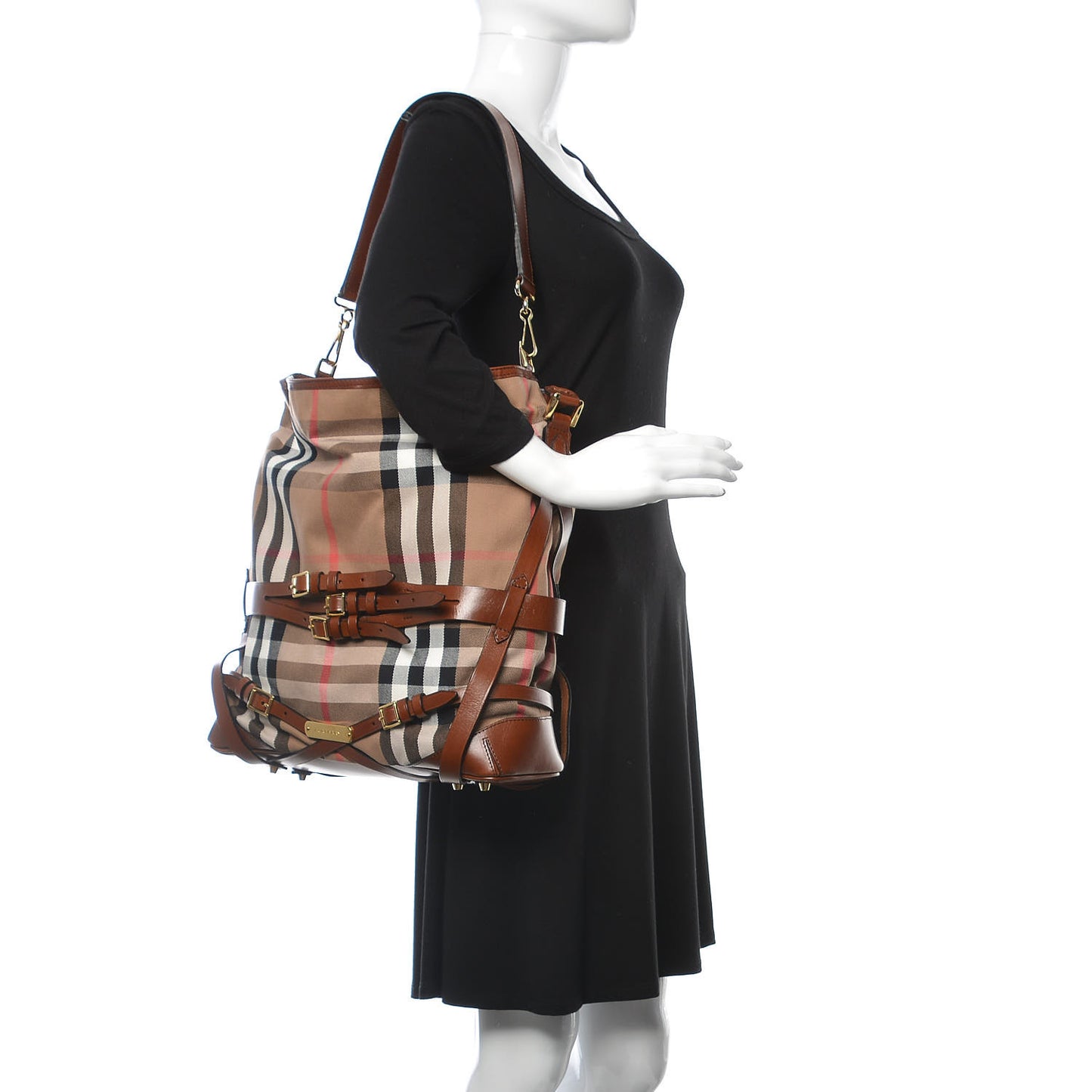 House Check Bridle Calfskin Medium Gosford Hobo Dark Tan