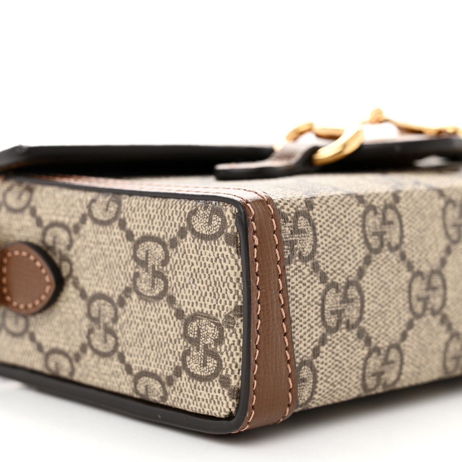 Gucci GG Supreme Monogram Mini Horsebit 1955 Shoulder Bag Beige Brown Sugar 9 of 11