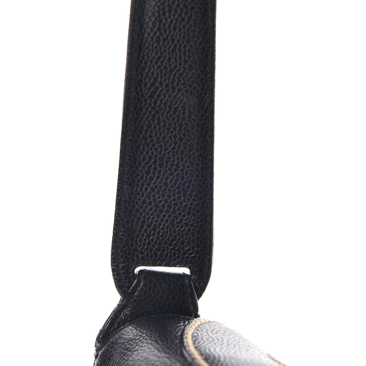 Caviar CC Stitched Medium Flap Shoulder Bag Black