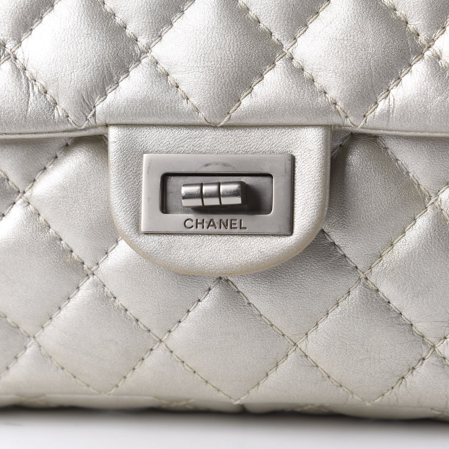 Metallic Calfskin Quilted 2.55 Reissue Clutch Silver