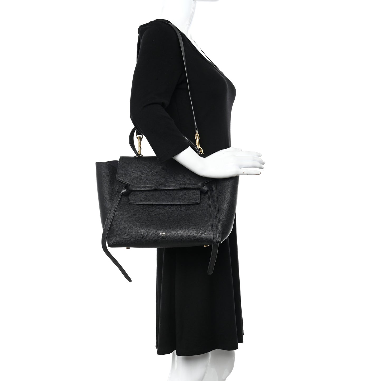 Grained Calfskin Small Belt Bag Black