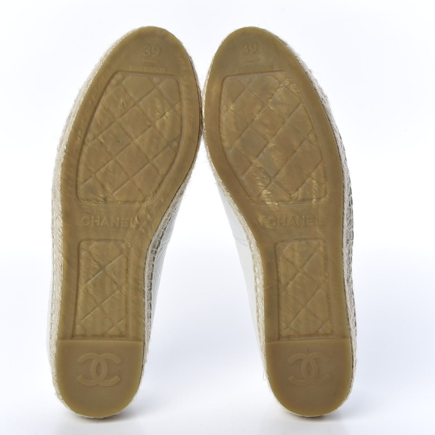 Distressed Patent CC Espadrilles 39 White