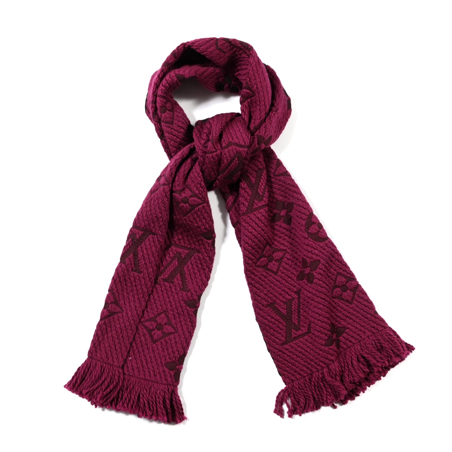 Wool Silk Logomania Scarf Cherry