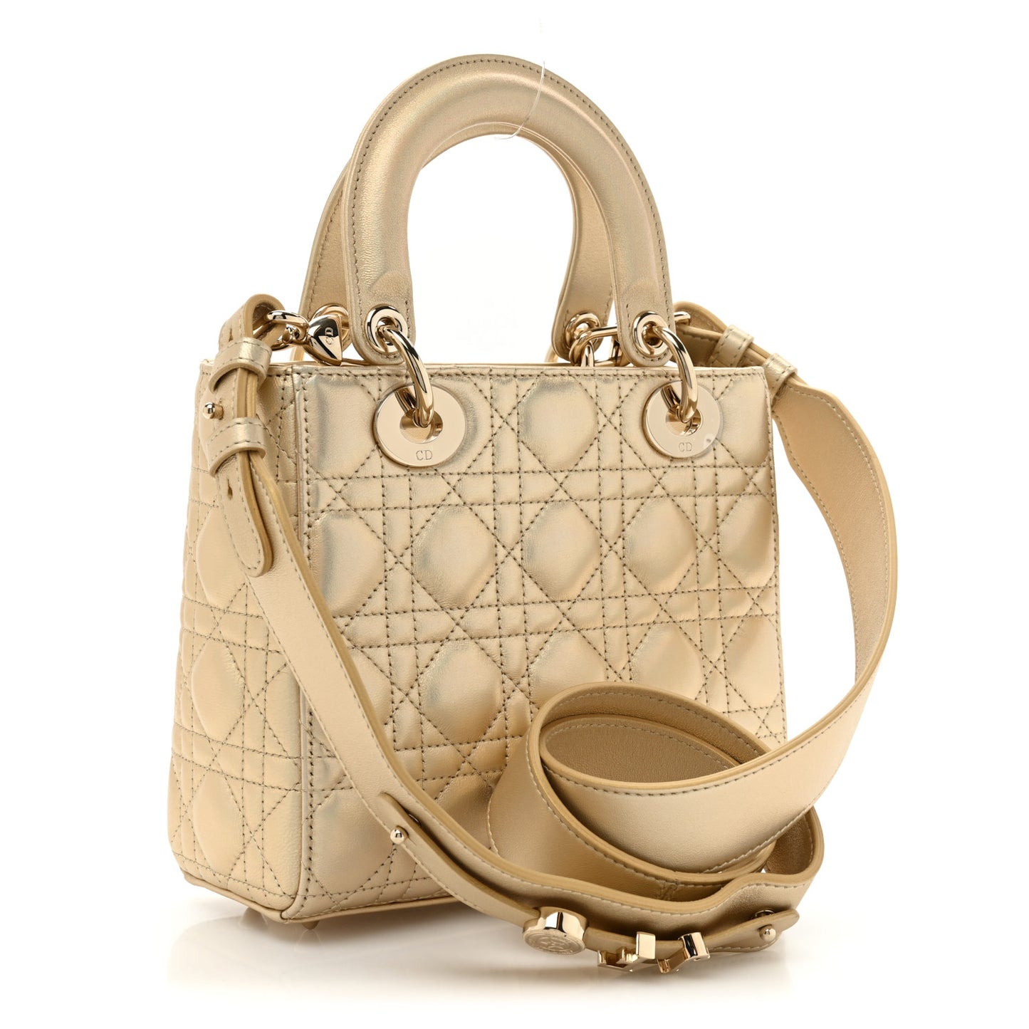Iridescent Metallic Lambskin Cannage Small My ABCDior Lady Dior Platinum