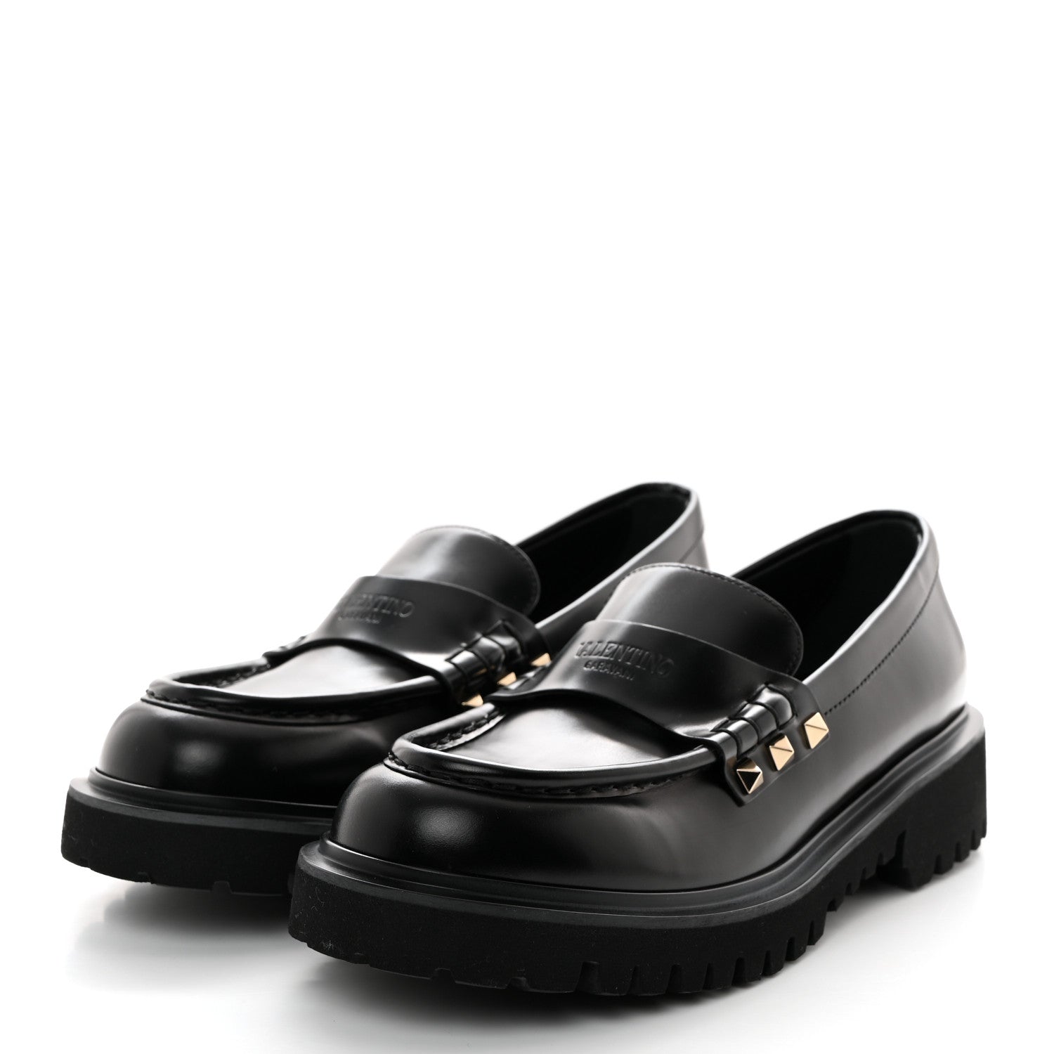 Valentino Garavani Calfskin Rockstud Loafers 38.5 Black 3 of 9