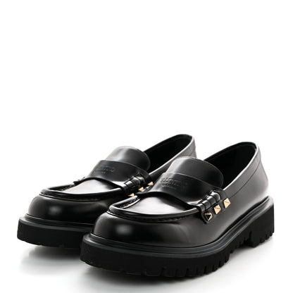 Valentino Garavani Calfskin Rockstud Loafers 38.5 Black 3 of 9