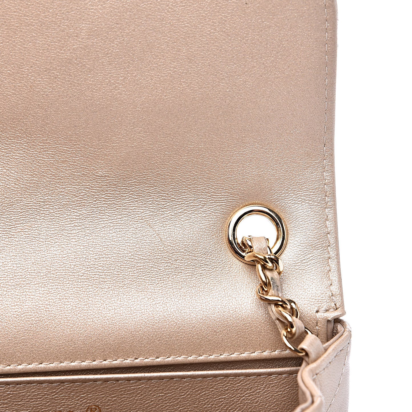 Metallic Lambskin Quilted Extra Mini V For Victory Flap Light Gold
