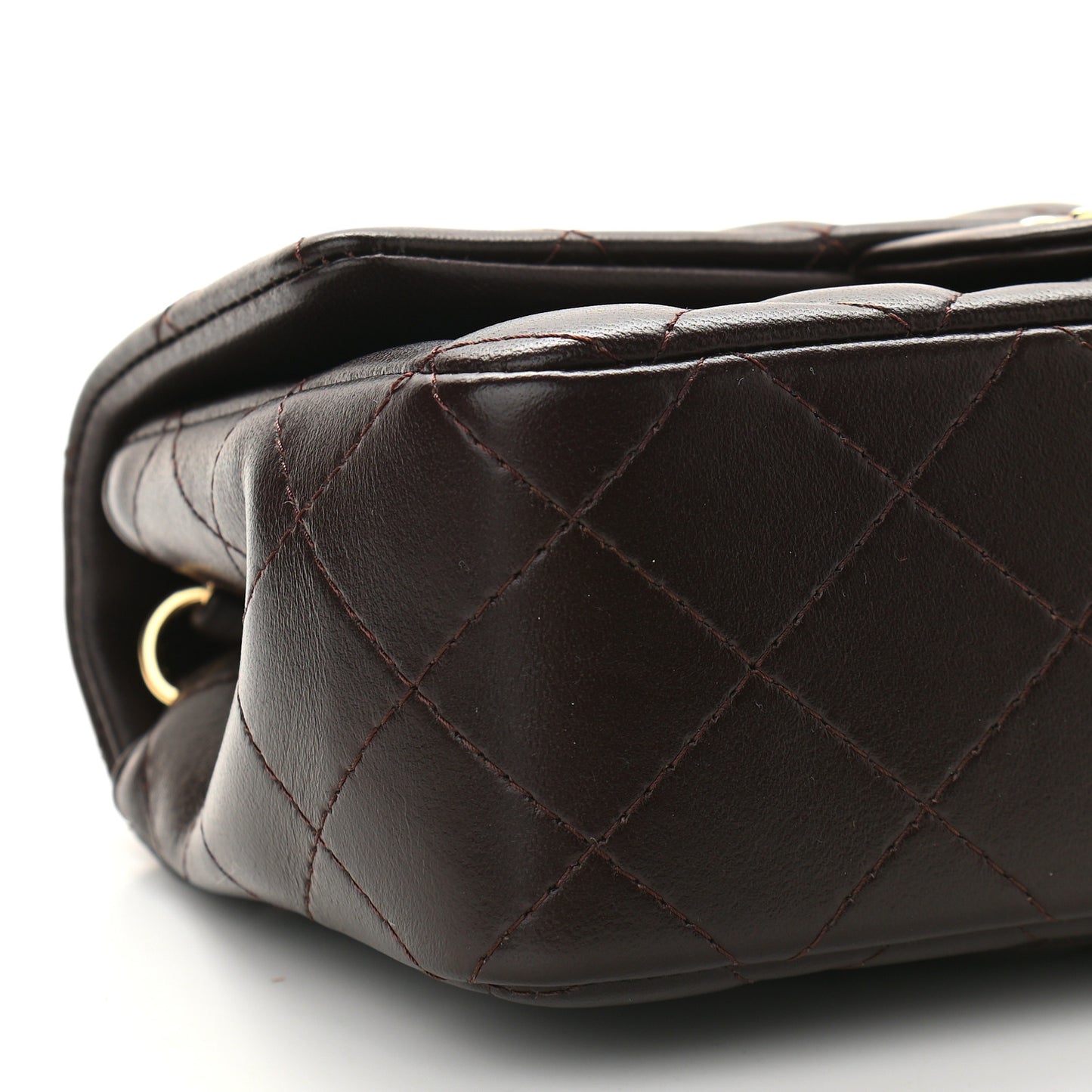 Lambskin Quilted Mini Rectangular Flap Dark Brown