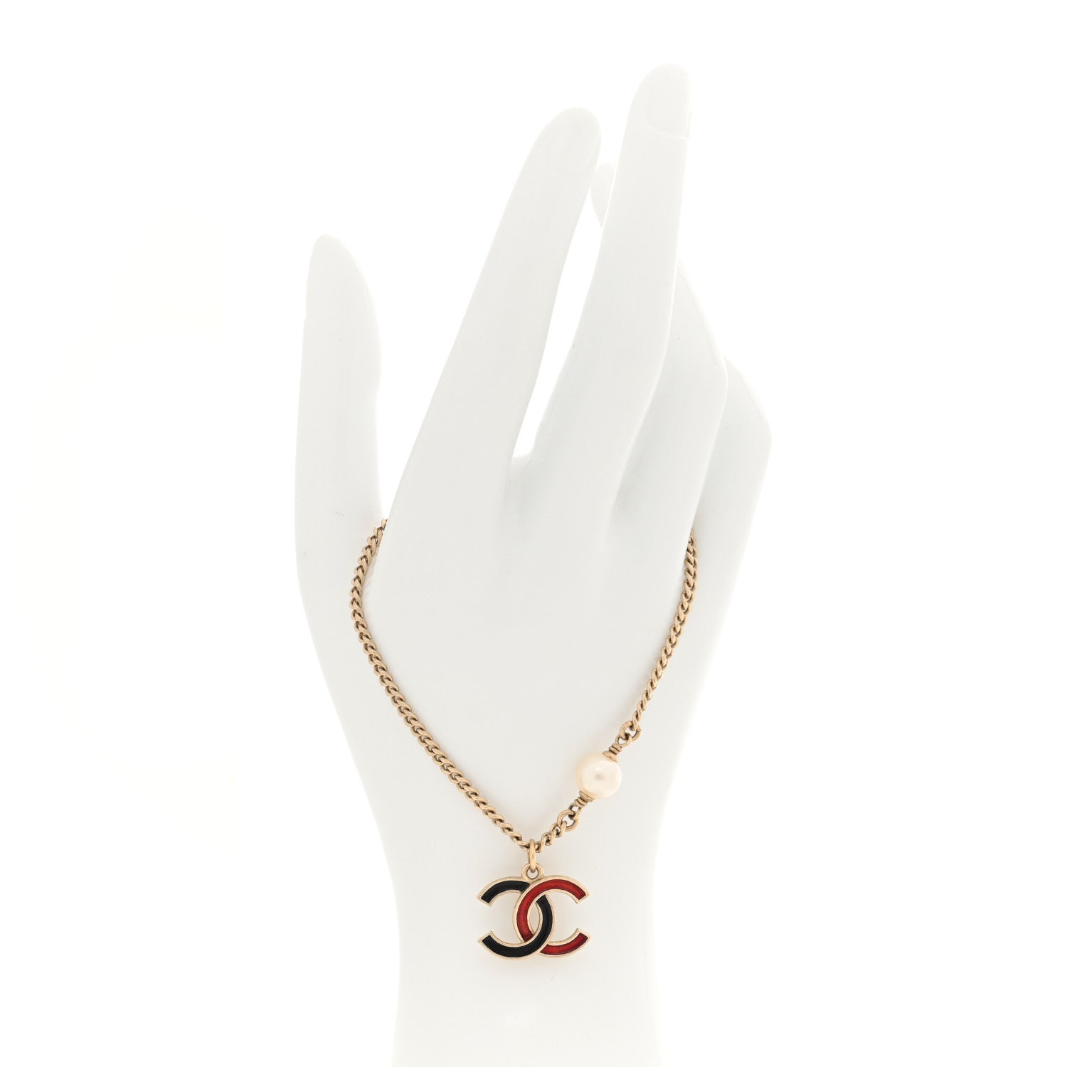 Chanel Enamel Pearl CC Bracelet Gold Red Black 2 of 5