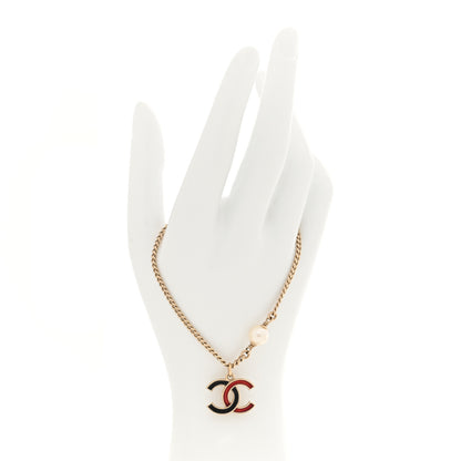 Chanel Enamel Pearl CC Bracelet Gold Red Black 2 of 5