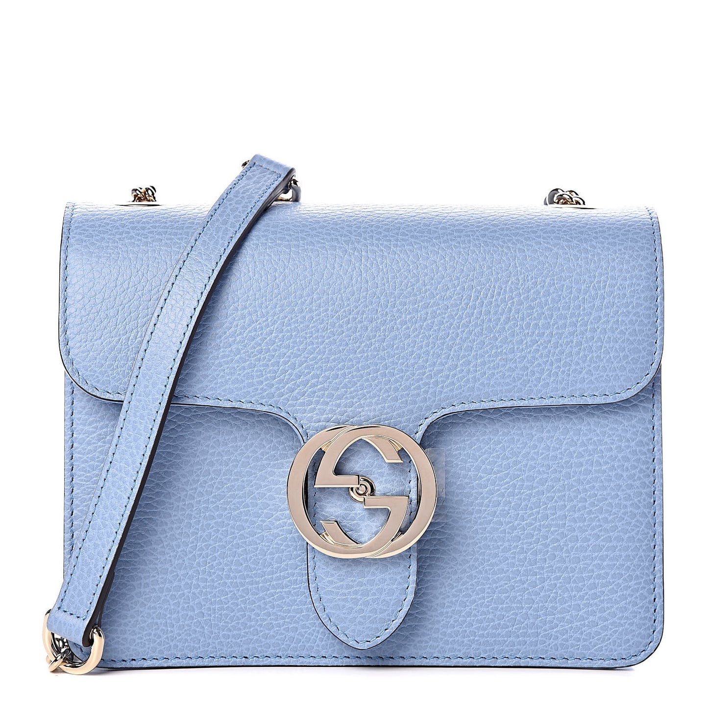 Dollar Calfskin Small Interlocking G Shoulder Bag Mineral Blue
