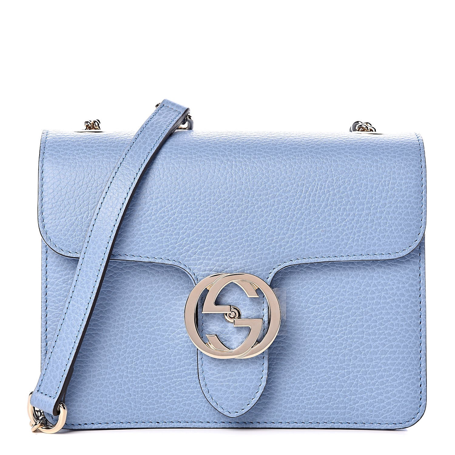 Gucci Dollar Calfskin Small Interlocking G Shoulder Bag Mineral Blue 1 of 9