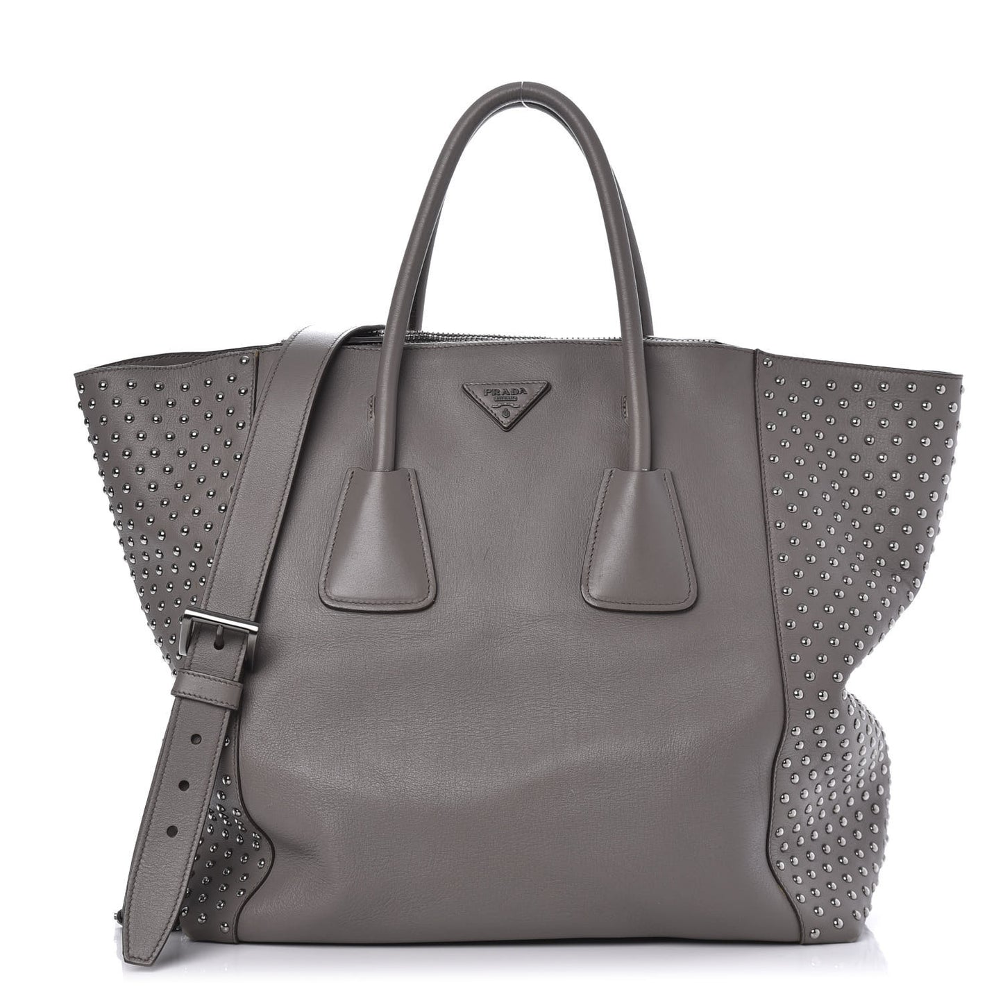 Calfskin Studded Shopping Tote Marmo