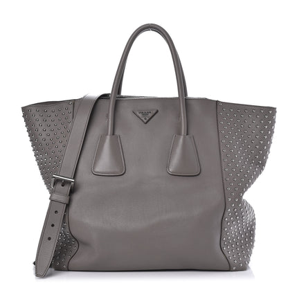 Prada Calfskin Studded Shopping Tote Marmo 1 of 10