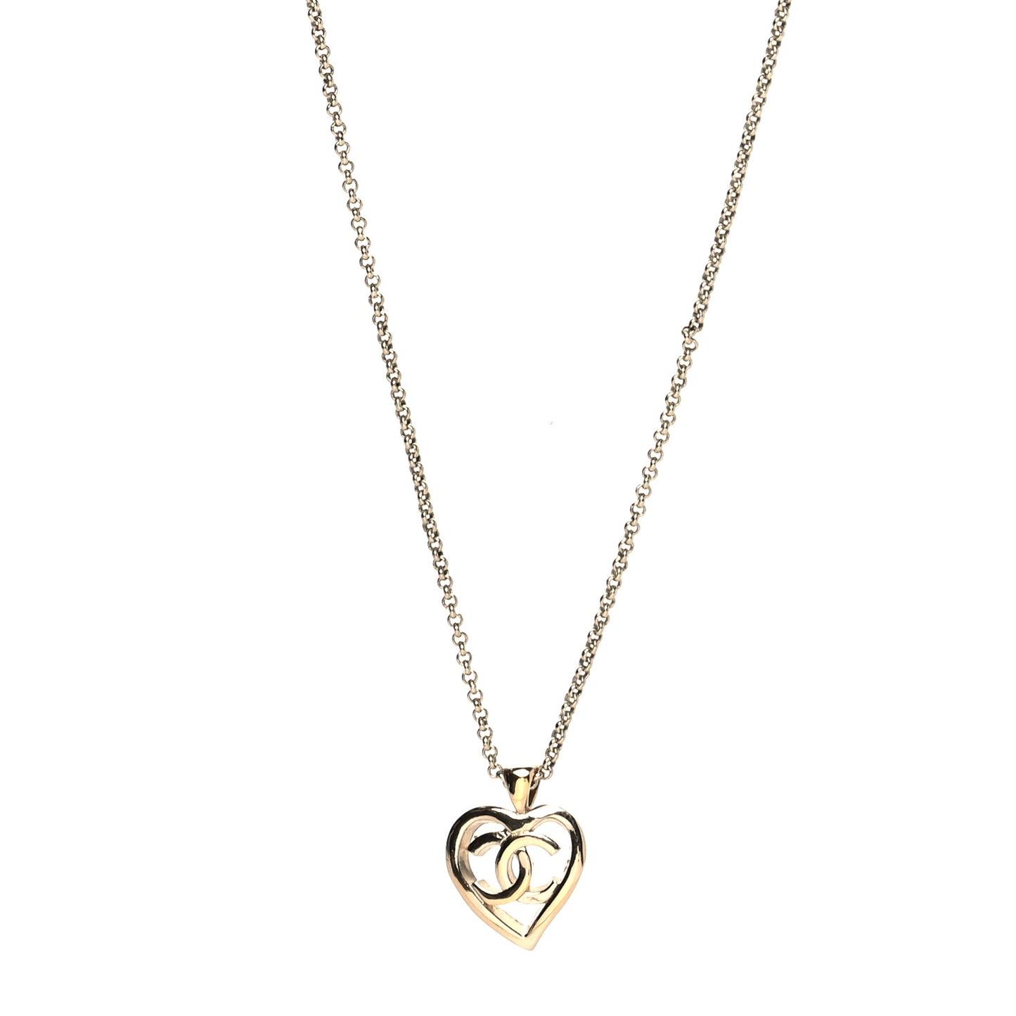 CC Heart Chain Pendant Necklace Gold