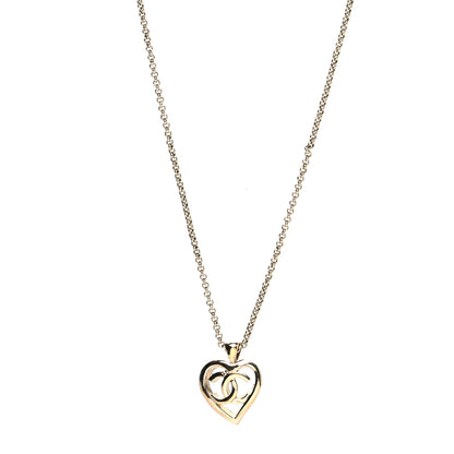 Chanel CC Heart Chain Pendant Necklace Gold 1 of 5
