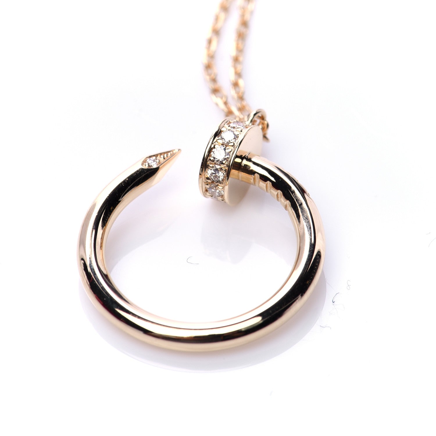 Cartier 18K Yellow Gold Diamond Juste Un Clou Pendant Necklace 5 of 8