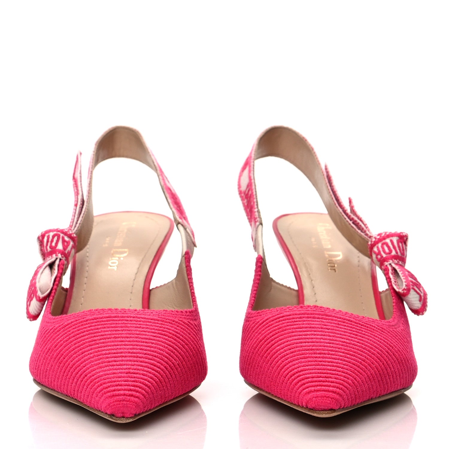 Christian Dior Cotton Ribbon Embroidered J'Adior Slingback 65mm Pumps 37.5 Bright Pink 2 of 8