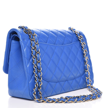 Chanel Lambskin Quilted Jumbo Double Flap Blue 3 of 15