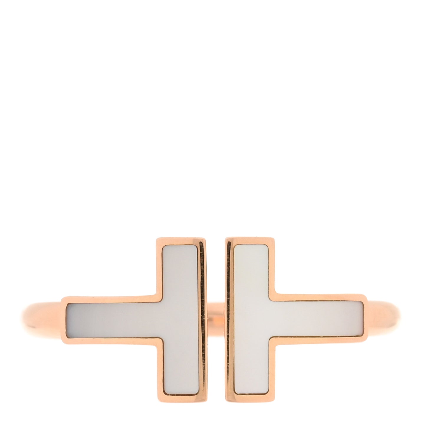 18K Rose Gold Mother of Pearl T Wire Ring 50 5.25