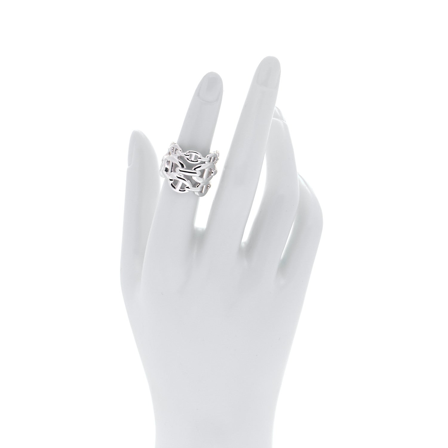 Hermes Sterling Silver GM Chaine d'Ancre Enchainee Band Ring 52 6 2 of 6