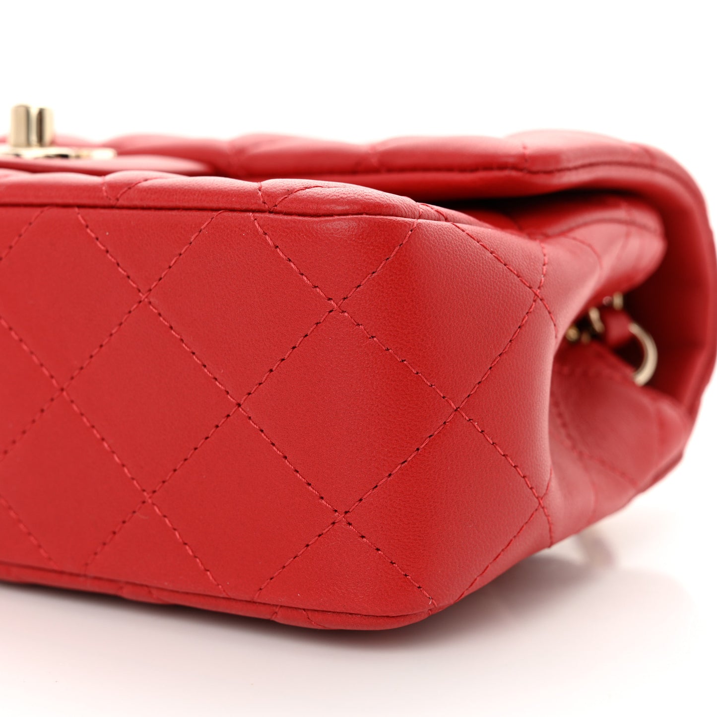 Lambskin Quilted Mini Rectangular Flap Red