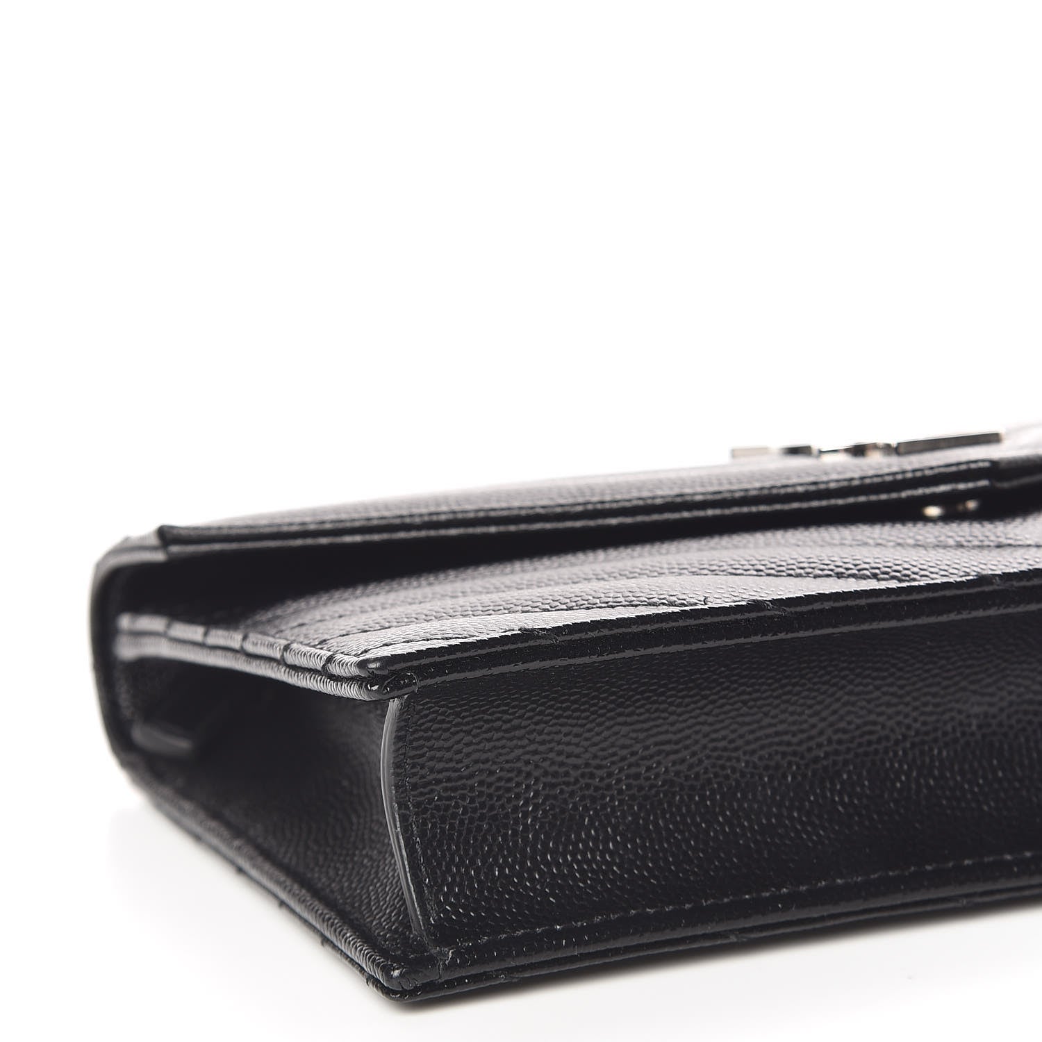 Saint Laurent Grain De Poudre Matelasse Chevron Monogram Envelope Chain Wallet Black 5 of 10
