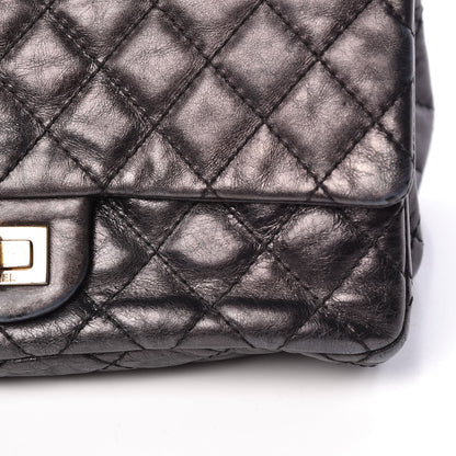 Chanel Metallic Aged Calfskin Accordion Reissue 2.55 Flap Dark Silver 12 of 13