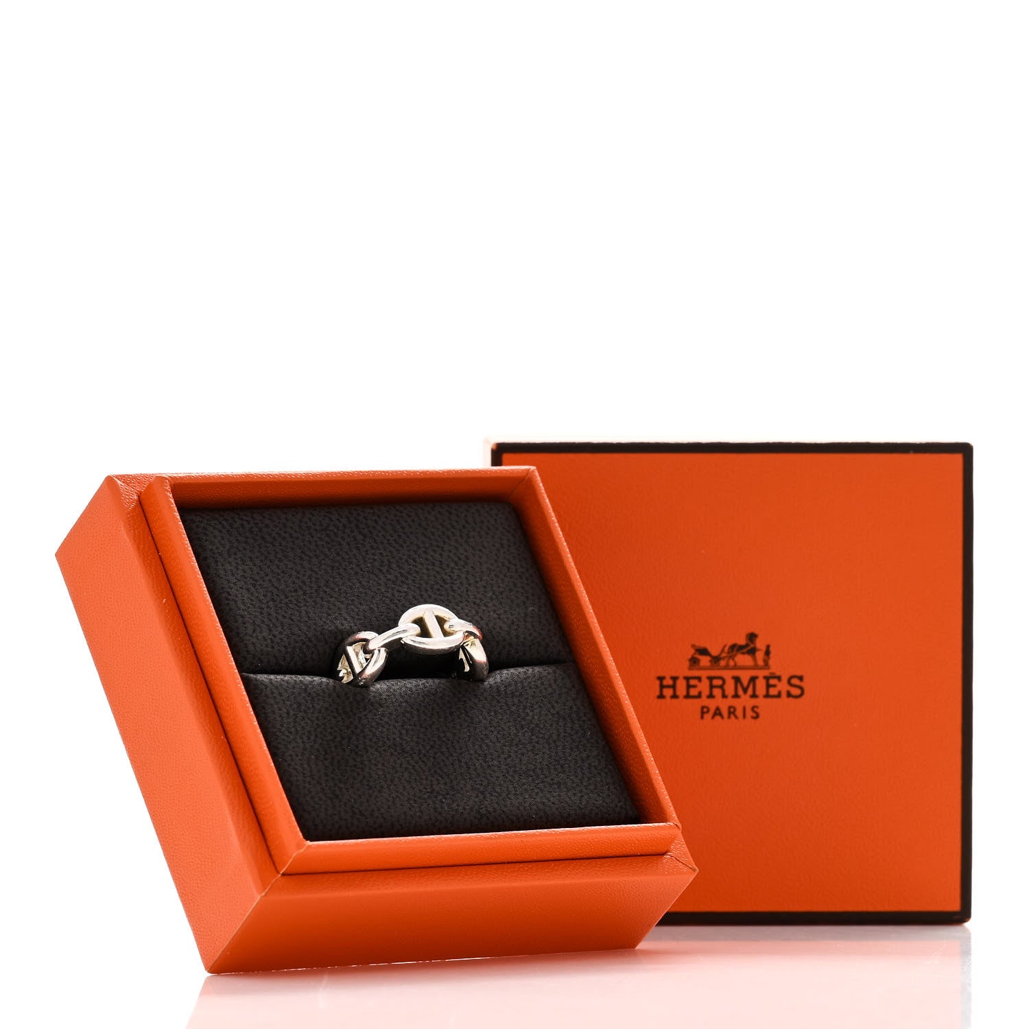 Hermes Sterling Silver PM Chaine d'Ancre Enchainee Band Ring 50 5.25 8 of 8