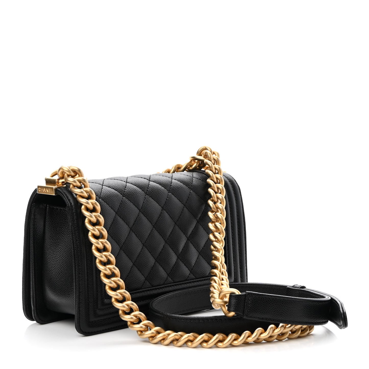 Caviar Quilted Small Boy Flap Black