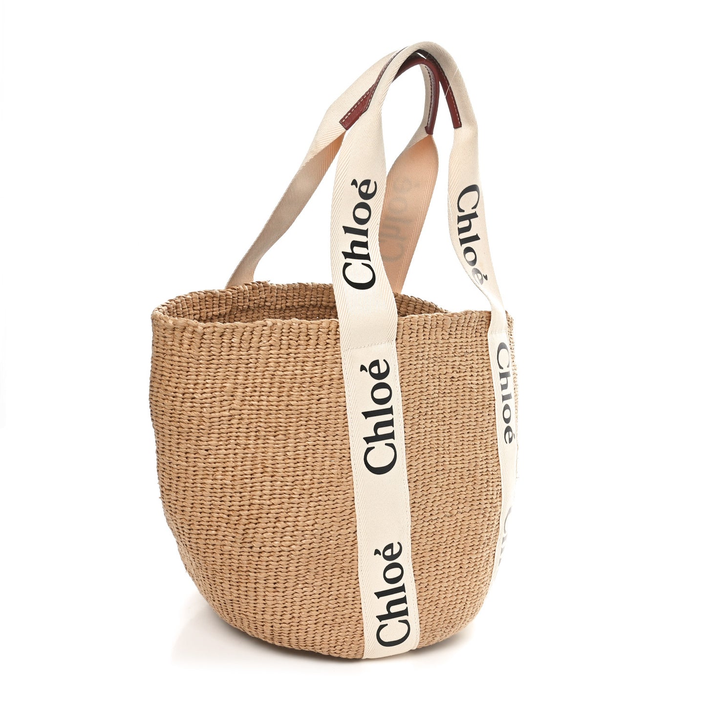 Raffia Large Woody Basket Bag White