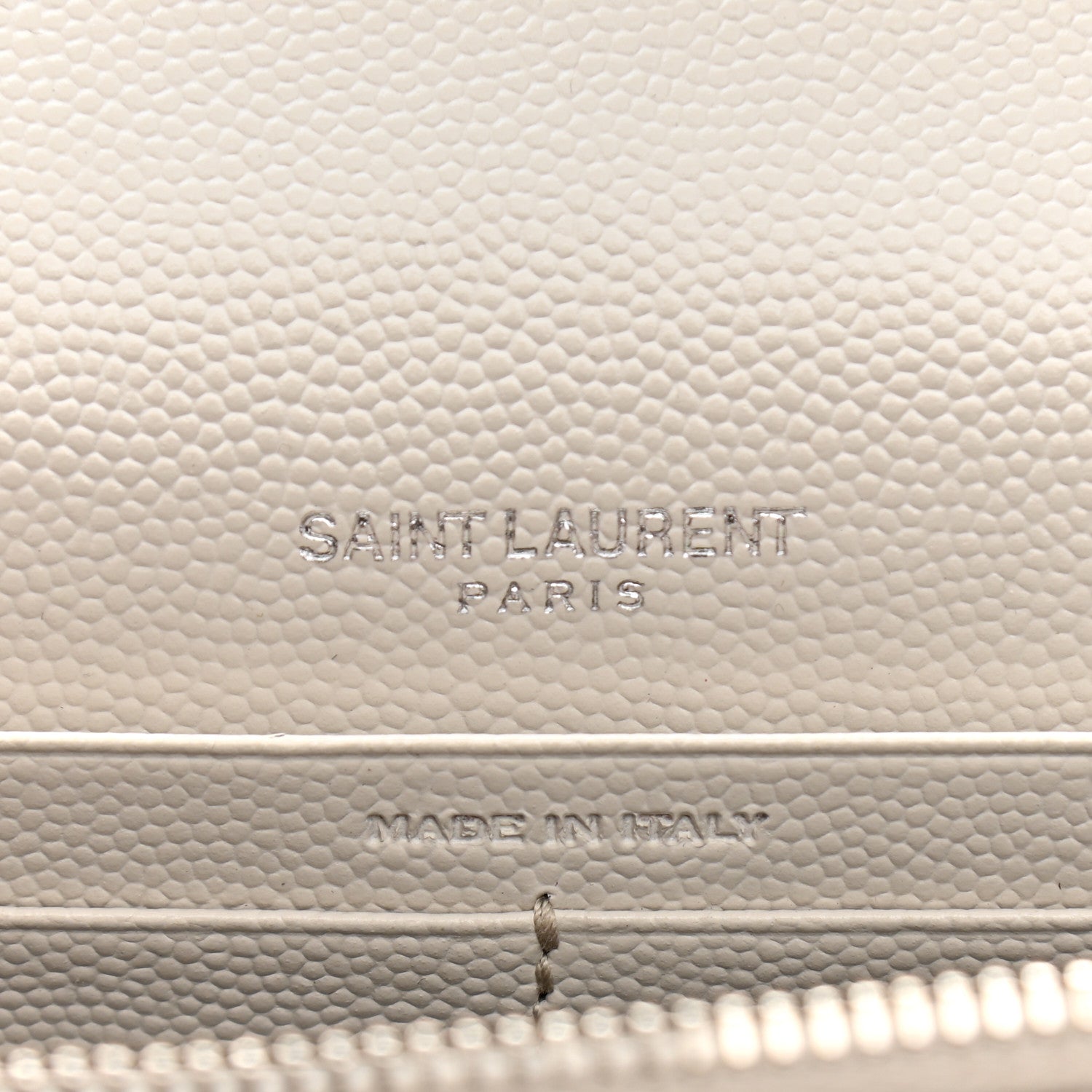 Saint Laurent Grain De Poudre Matelasse Chevron Monogram Envelope Chain Wallet Optical White 6 of 16