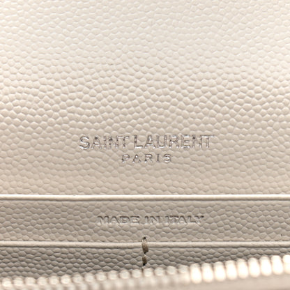 Saint Laurent Grain De Poudre Matelasse Chevron Monogram Envelope Chain Wallet Optical White 6 of 16
