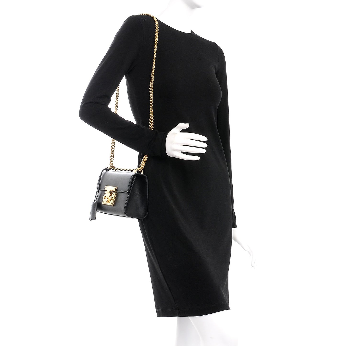 Calfskin Small Padlock Shoulder Bag Black
