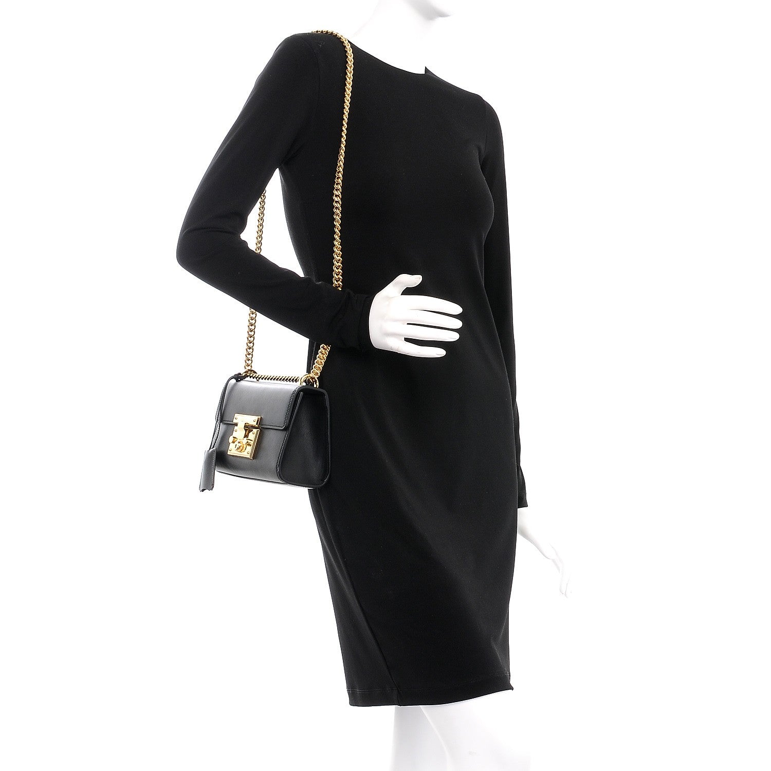 Gucci Calfskin Small Padlock Shoulder Bag Black 2 of 8
