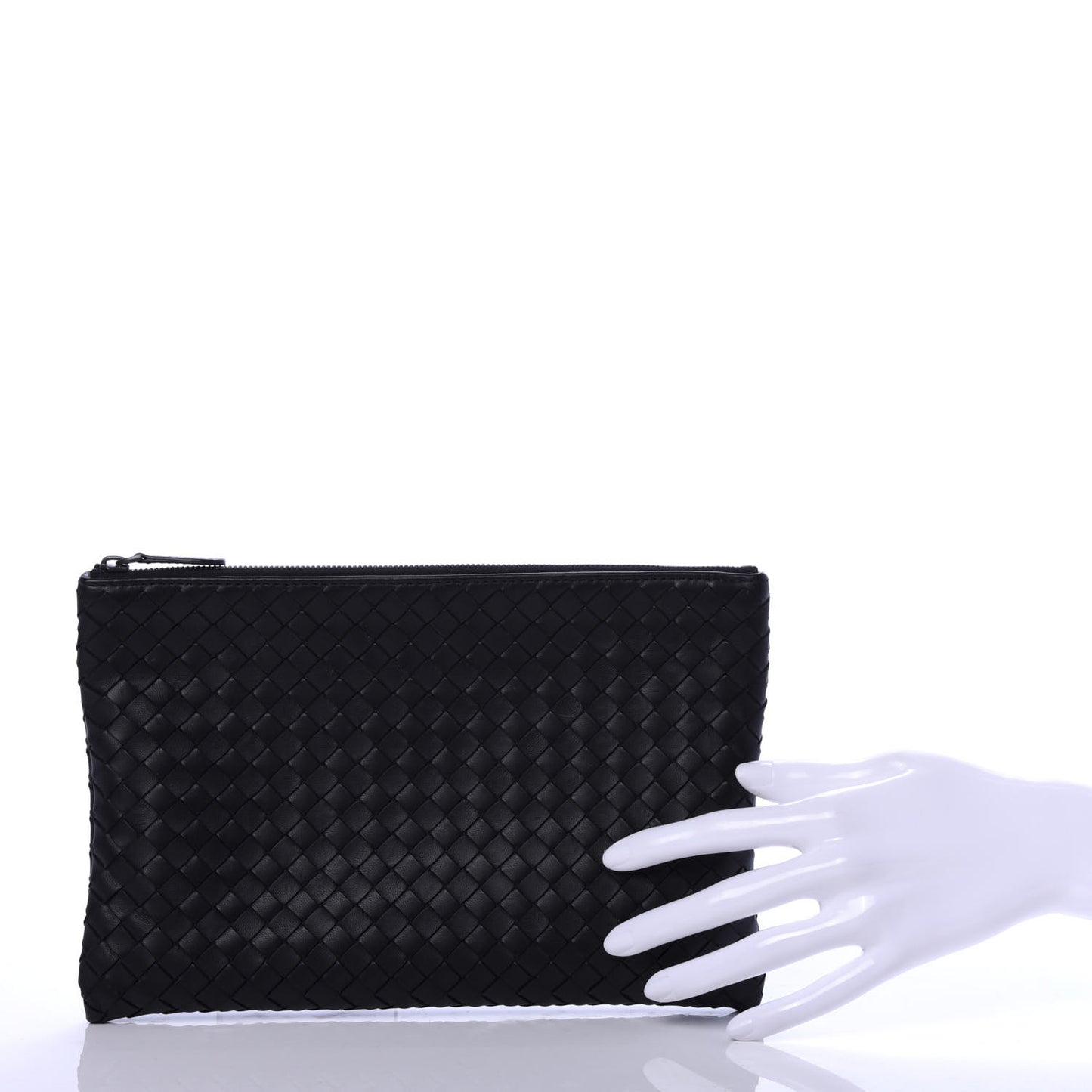 Nappa Intrecciato Medium Zip Pouch Black