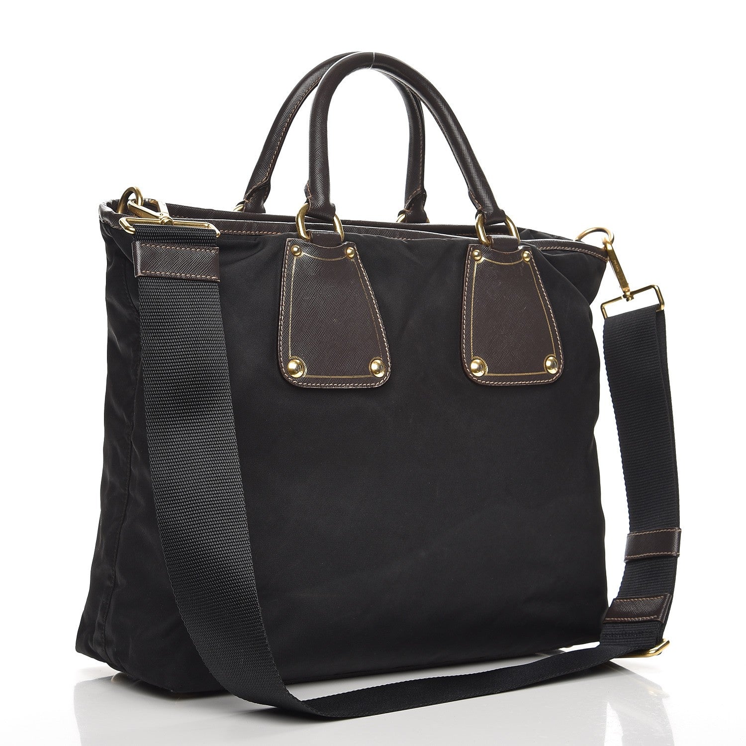 Prada Saffiano Tessuto Nylon Tote Nero Black 4 of 13